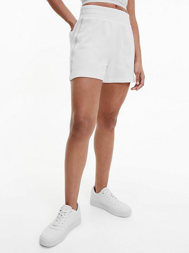 Calvin Klein USA Logo Tape Jogger Womens Shorts White 5162847-FQ